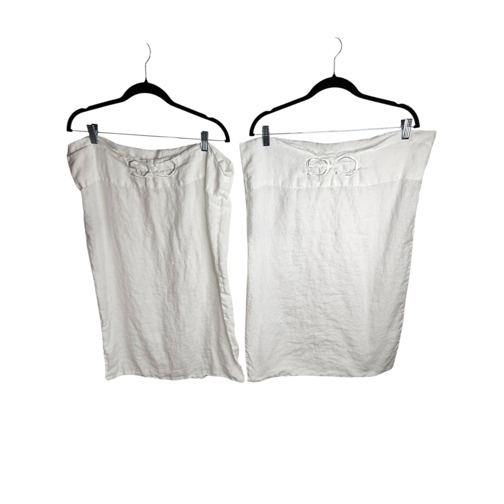Frontgate Pillowcase Set Standard Size White 100% Linen Monogram SG 2pc
